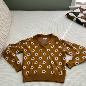 Bohme Mustard Floral Collared Sweater. Size XS. Slightly worn.